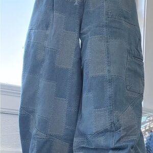 Denim Patchwork Wide Leg Pants